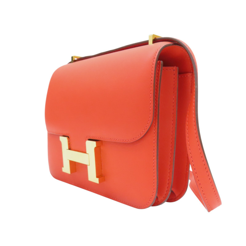 紅色 Swift牛皮 CONSTANCE mini 肩背包 金扣 Z刻【HERMES 愛馬仕】 Z刻印 Feu/GHW-2