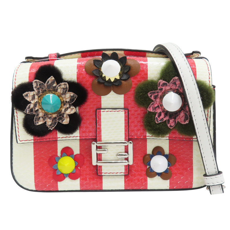 紅白色 牛皮/蛇皮 肩背包【FENDI 芬迪】 8M0371-7W4-168-10-0