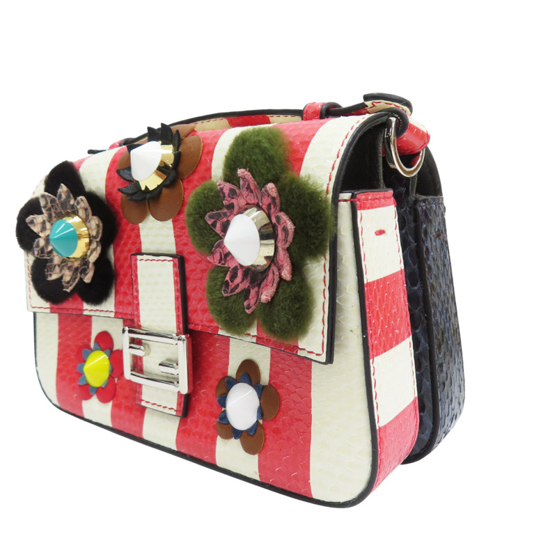 紅白色 牛皮/蛇皮 肩背包【FENDI 芬迪】 8M0371-7W4-168-10-2