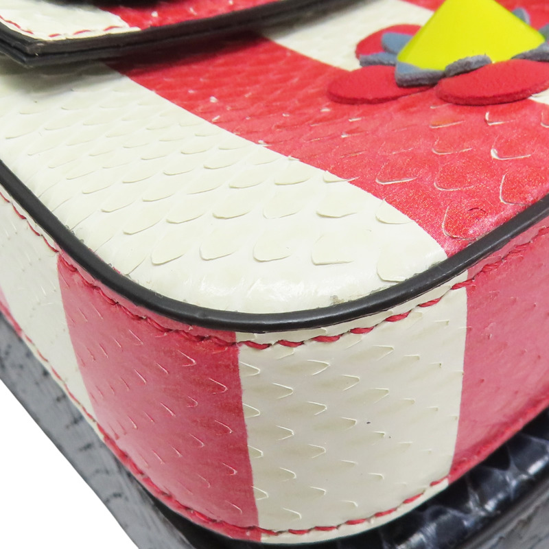 紅白色 牛皮/蛇皮 肩背包【FENDI 芬迪】 8M0371-7W4-168-10-11