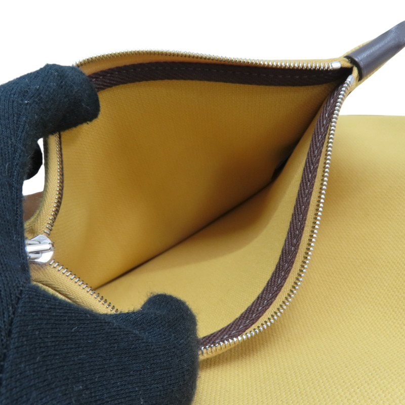 咖哩黃 帆布 棕色牛皮 Herbag Zip 31 兩用包 B刻 銀扣【HERMES 愛馬仕】 B刻印-5