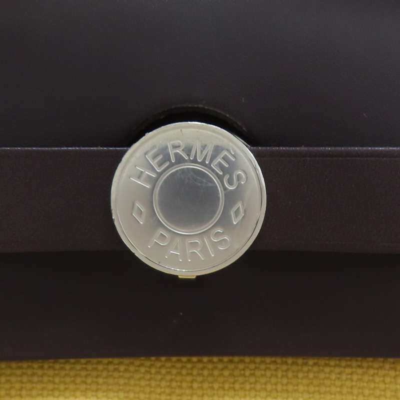 咖哩黃 帆布 棕色牛皮 Herbag Zip 31 兩用包 B刻 銀扣【HERMES 愛馬仕】 B刻印-6