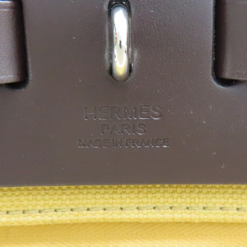 咖哩黃 帆布 棕色牛皮 Herbag Zip 31 兩用包 B刻 銀扣【HERMES 愛馬仕】 B刻印-7