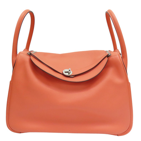 火烈鳥粉 EverColor牛皮 LINDY34 肩背包 T刻 銀釦【HERMES 愛馬仕】