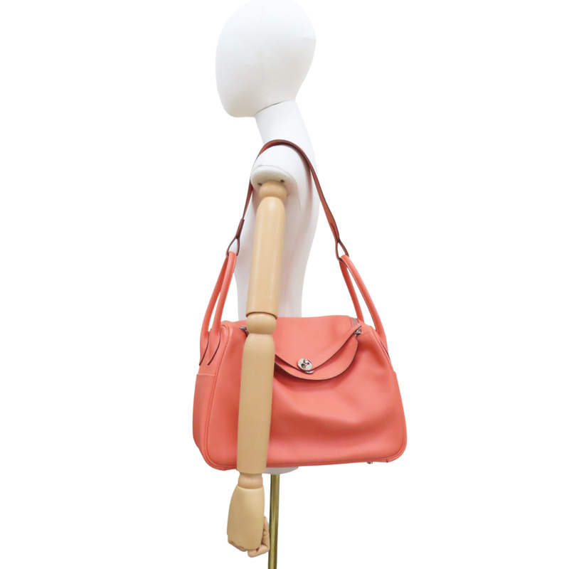 火烈鳥粉 EverColor牛皮 LINDY34 肩背包 T刻 銀釦【HERMES 愛馬仕】-7