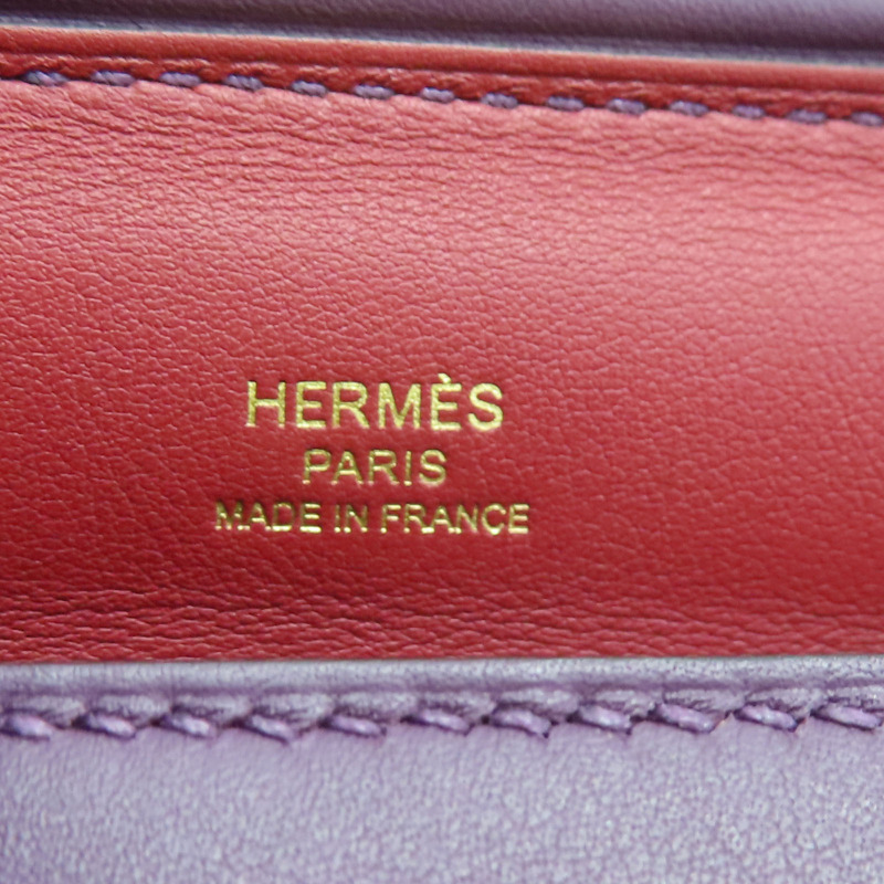 黑家侖紫/石榴紅 Evercolor牛皮 24/24 兩用包 U刻 金扣【HERMES 愛馬仕】-7