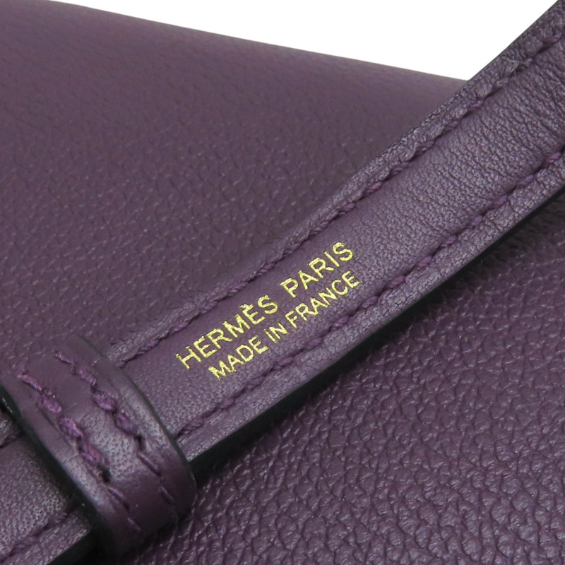 黑家侖紫/石榴紅 Evercolor牛皮 24/24 兩用包 U刻 金扣【HERMES 愛馬仕】-16