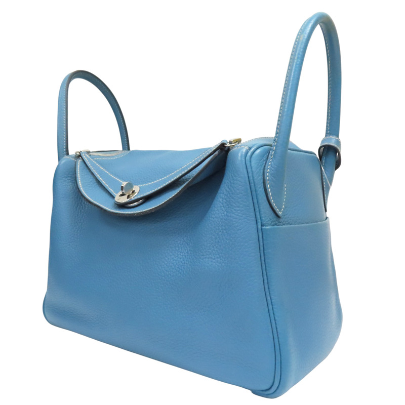 藍色 TC牛皮 Lindy30 肩背包 銀扣 □R刻【HERMES 愛馬仕】-2