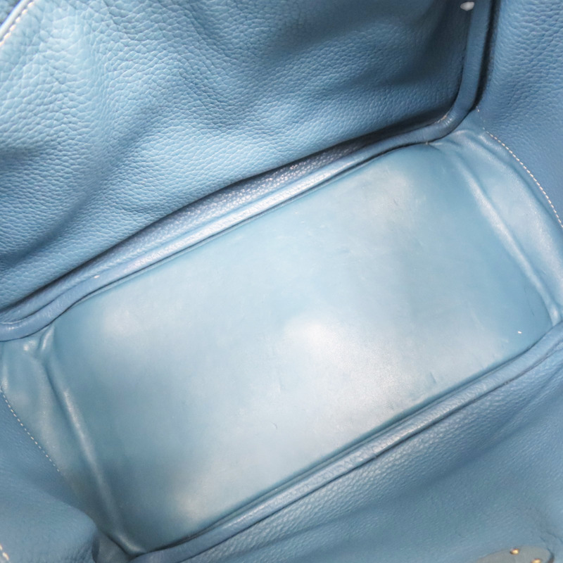 藍色 TC牛皮 Lindy30 肩背包 銀扣 □R刻【HERMES 愛馬仕】-4