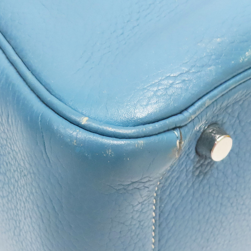藍色 TC牛皮 Lindy30 肩背包 銀扣 □R刻【HERMES 愛馬仕】-10