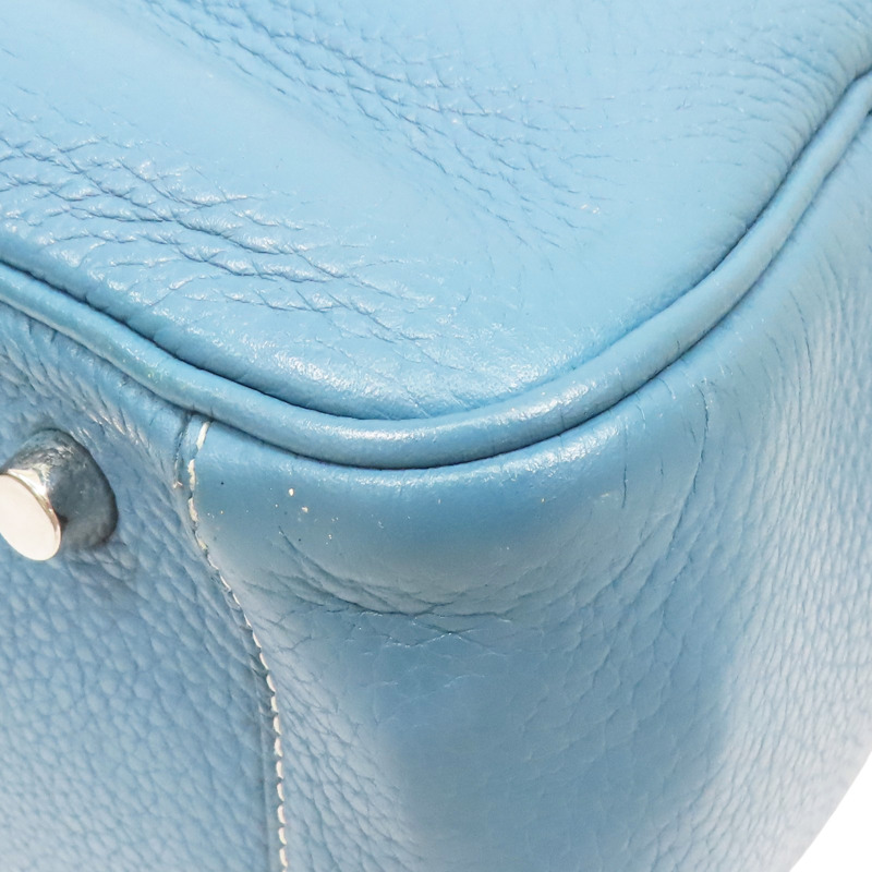 藍色 TC牛皮 Lindy30 肩背包 銀扣 □R刻【HERMES 愛馬仕】-11