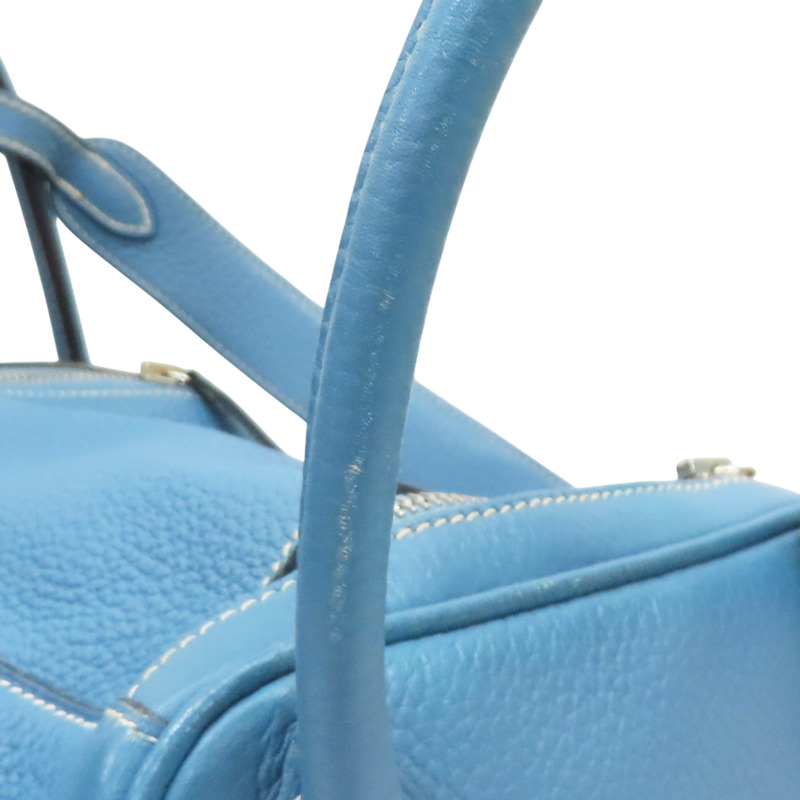 藍色 TC牛皮 Lindy30 肩背包 銀扣 □R刻【HERMES 愛馬仕】-13