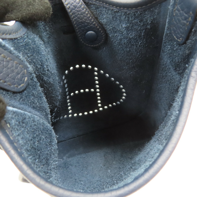 藍色 TC牛皮 Mini Evelyne 肩背包 W刻 銀扣【HERMES 愛馬仕】-4