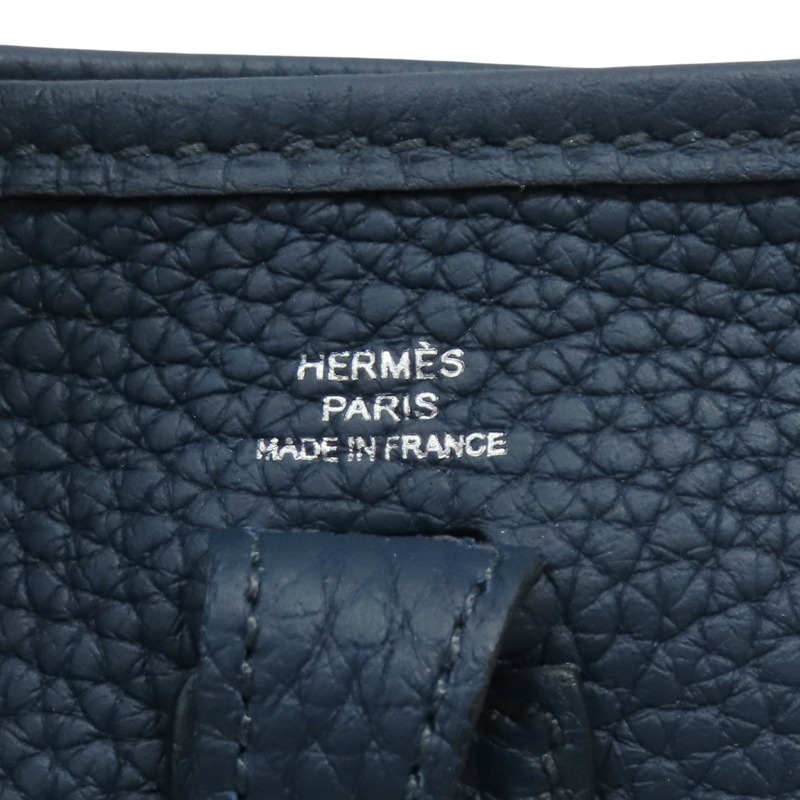 藍色 TC牛皮 Mini Evelyne 肩背包 W刻 銀扣【HERMES 愛馬仕】-5