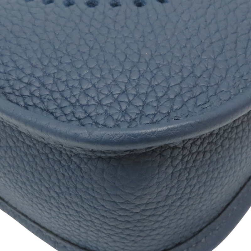 藍色 TC牛皮 Mini Evelyne 肩背包 W刻 銀扣【HERMES 愛馬仕】-9