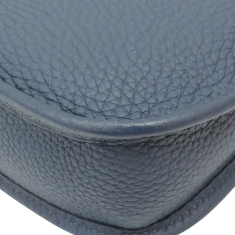 藍色 TC牛皮 Mini Evelyne 肩背包 W刻 銀扣【HERMES 愛馬仕】-11