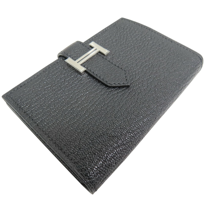 黑色山羊皮 Bearn 短夾 U刻【HERMES 愛馬仕】-2