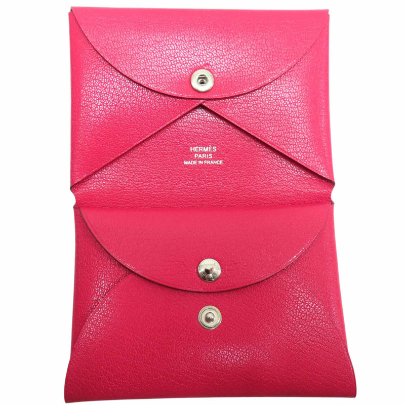 桃紅色牛皮 Calvi Duo 卡夾 名片夾 B刻【HERMES 愛馬仕】-4