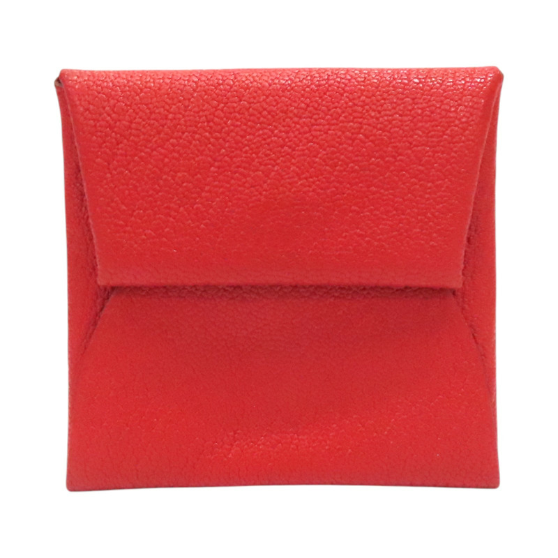 紅色山羊皮 Bastia 扣式 零錢包 X刻【HERMES 愛馬仕】-0