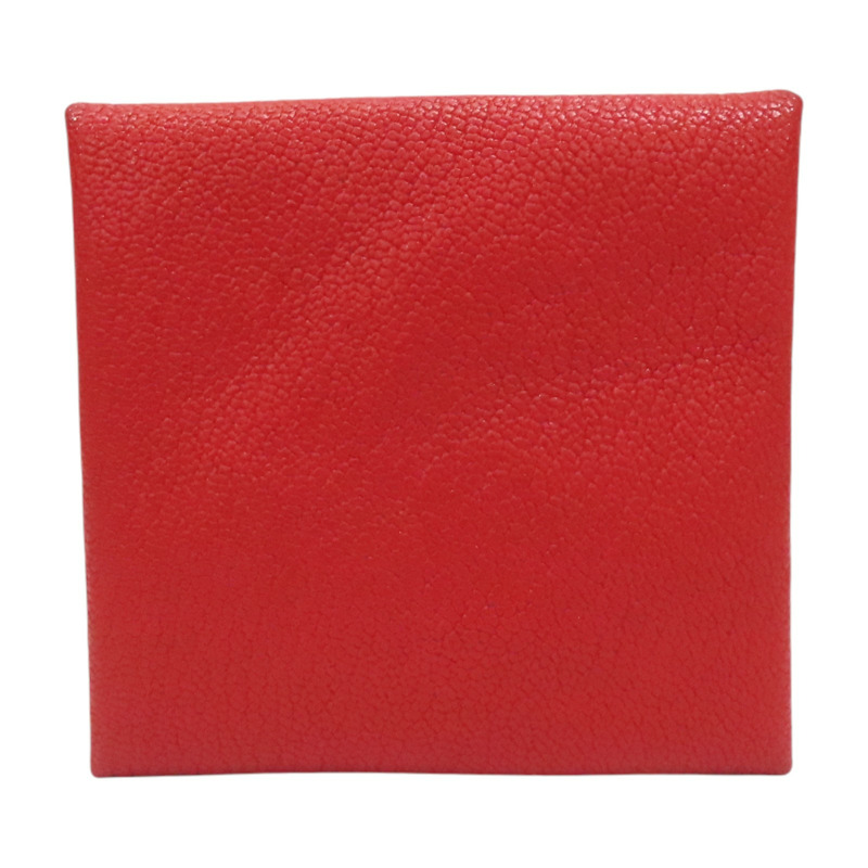 紅色山羊皮 Bastia 扣式 零錢包 X刻【HERMES 愛馬仕】-1