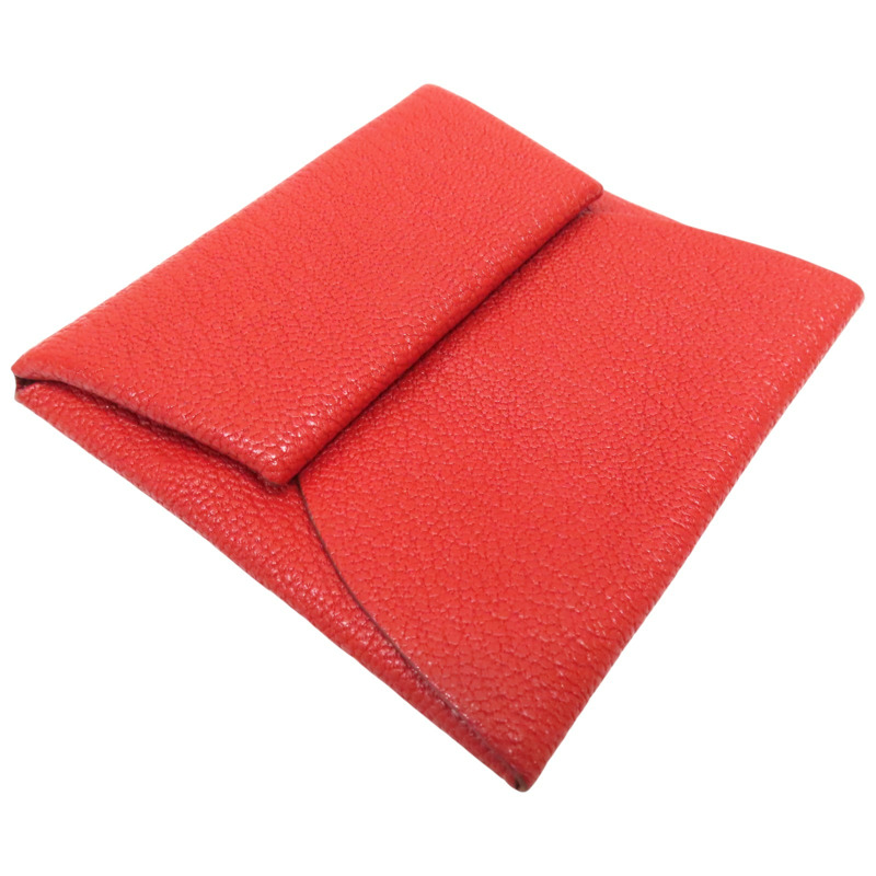 紅色山羊皮 Bastia 扣式 零錢包 X刻【HERMES 愛馬仕】-2