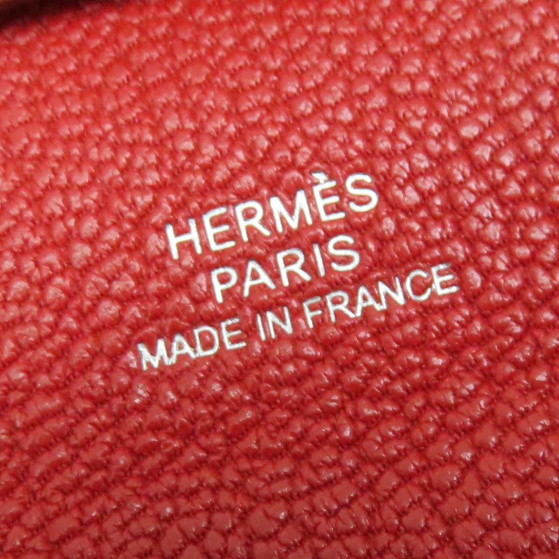 紅色山羊皮 Bastia 扣式 零錢包 X刻【HERMES 愛馬仕】-5