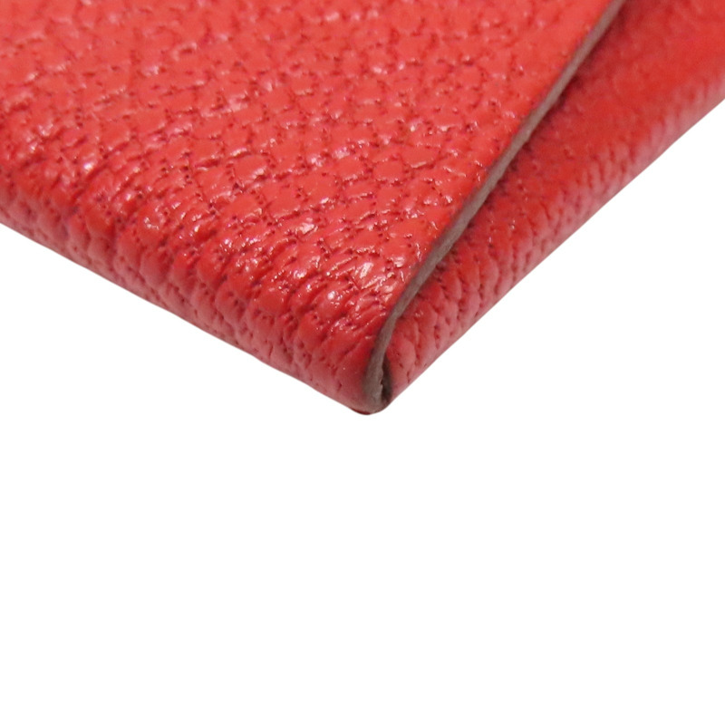 紅色山羊皮 Bastia 扣式 零錢包 X刻【HERMES 愛馬仕】-7