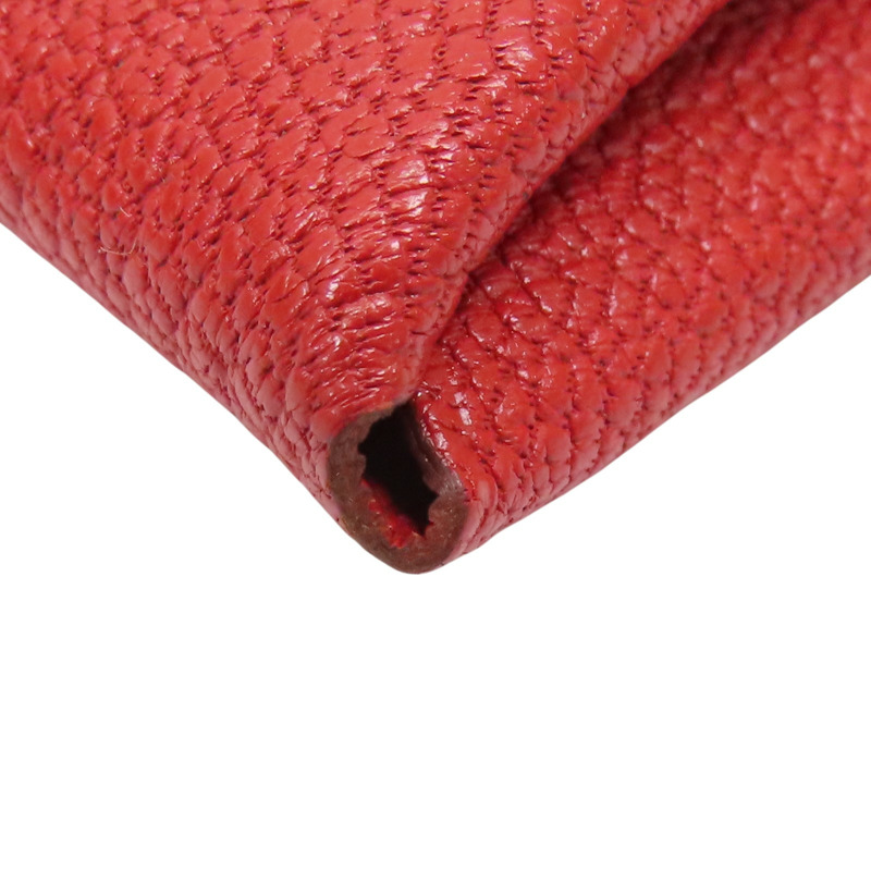 紅色山羊皮 Bastia 扣式 零錢包 X刻【HERMES 愛馬仕】-9