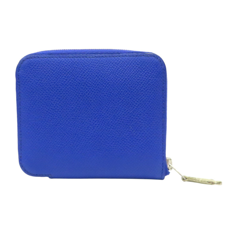 藍色 Epsom牛皮 絲巾 Azap siilk 拉鍊零錢包 口O刻【HERMES 愛馬仕】-0