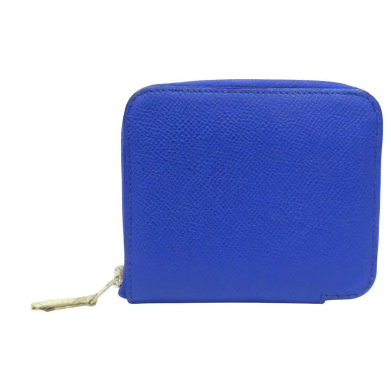 藍色 Epsom牛皮 絲巾 Azap siilk 拉鍊零錢包 口O刻【HERMES 愛馬仕】-1