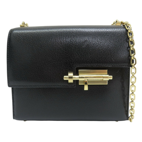 黑色 山羊皮 Verrou mini 肩背包 D刻 金釦【HERMES 愛馬仕】