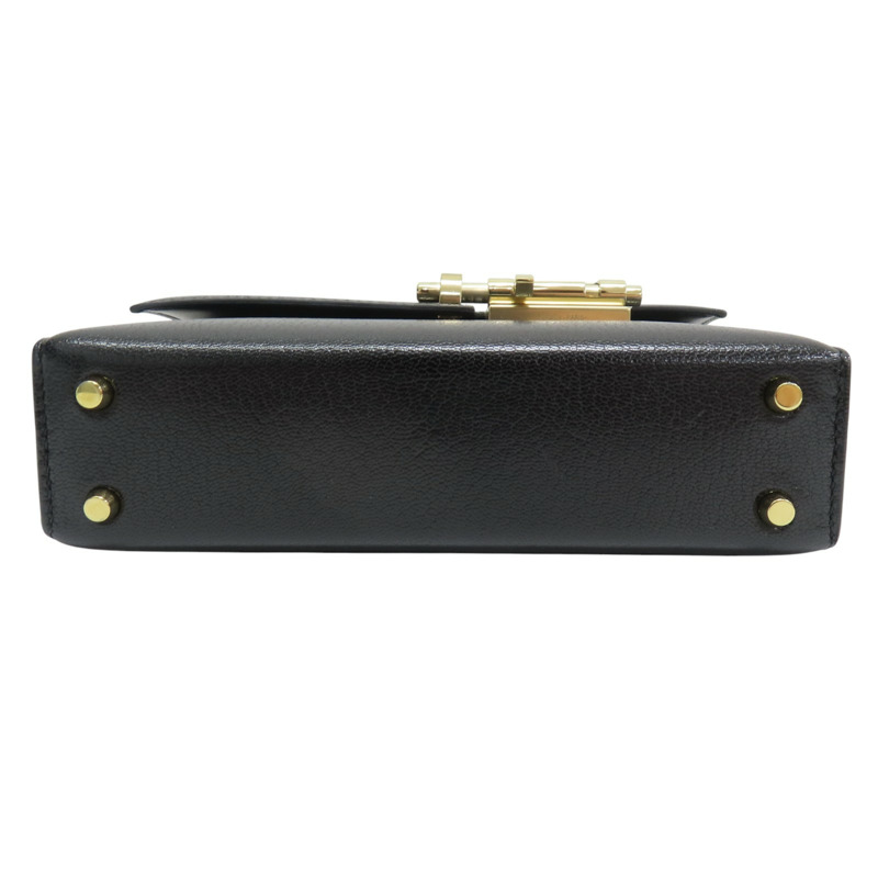 黑色 山羊皮 Verrou mini 肩背包 D刻 金釦【HERMES 愛馬仕】-3