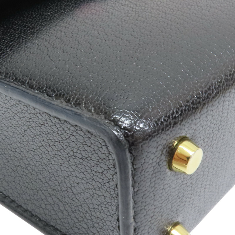 黑色 山羊皮 Verrou mini 肩背包 D刻 金釦【HERMES 愛馬仕】-7