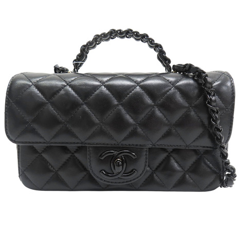 黑色 牛皮 手把 鏈帶 肩背包【CHANEL 香奈兒】 AS5243