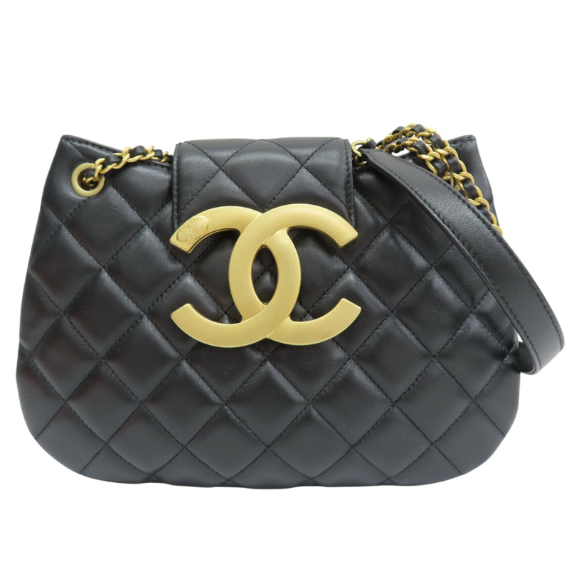 黑色 牛皮 肩背包 金釦【CHANEL 香奈兒】-0