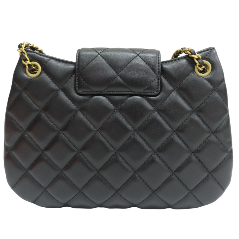 黑色 牛皮 肩背包 金釦【CHANEL 香奈兒】-1