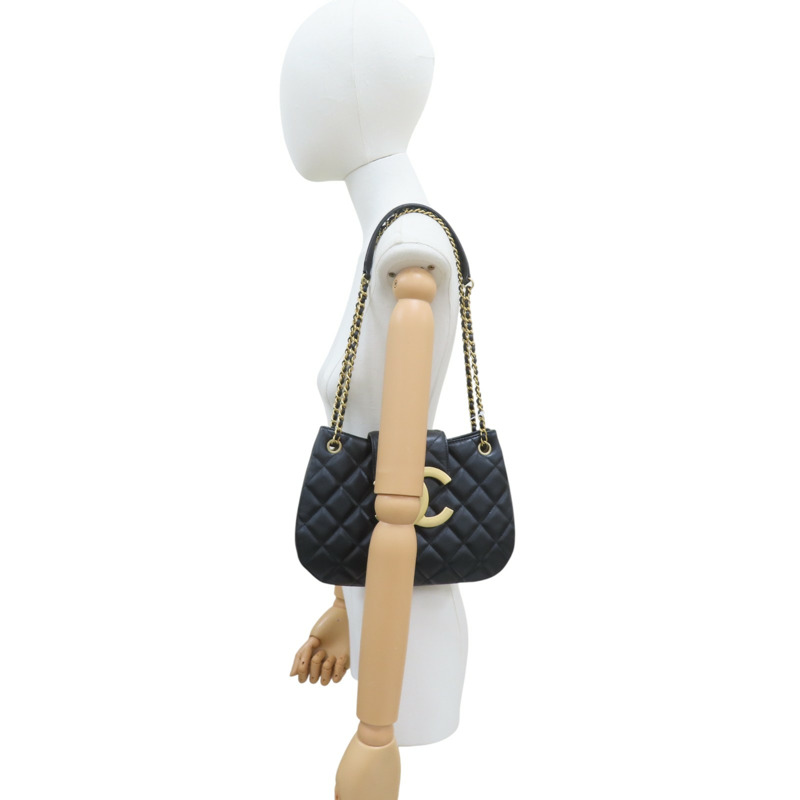 黑色 牛皮 肩背包 金釦【CHANEL 香奈兒】-7