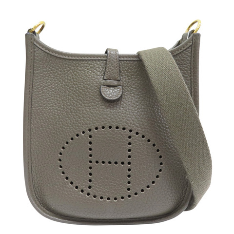 灰色 牛皮 Mini Evelyne 肩背包 Y刻【HERMES 愛馬仕】