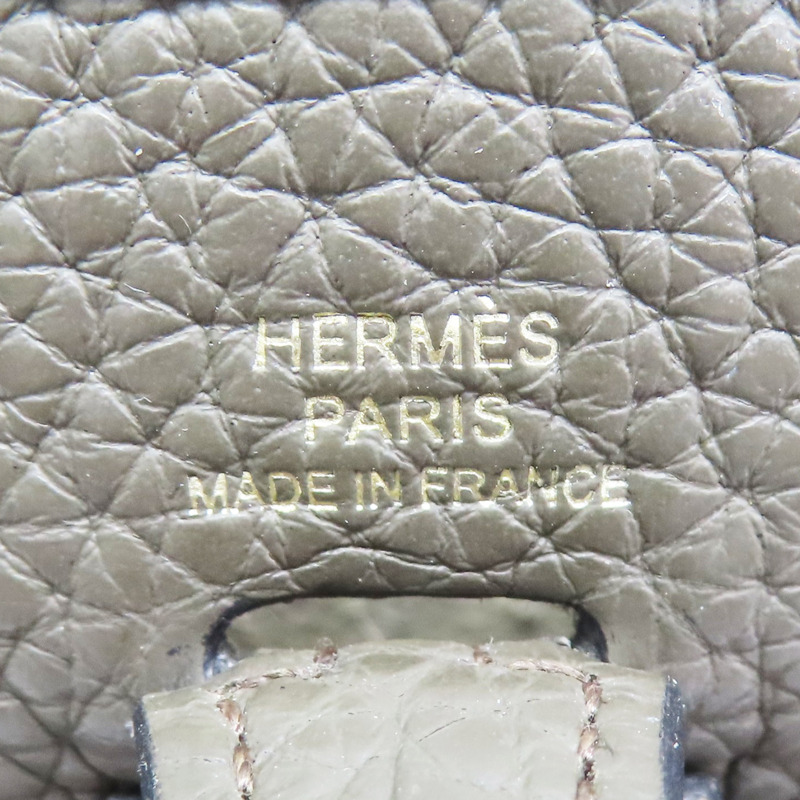 灰色 牛皮 Mini Evelyne 肩背包 Y刻【HERMES 愛馬仕】-5