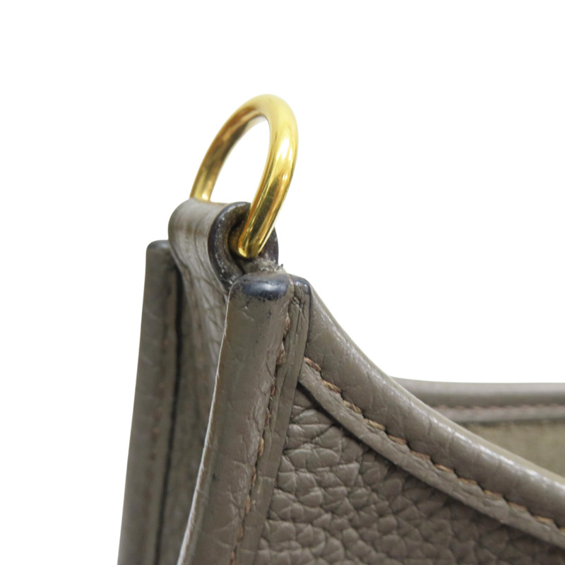 灰色 牛皮 Mini Evelyne 肩背包 Y刻【HERMES 愛馬仕】-12