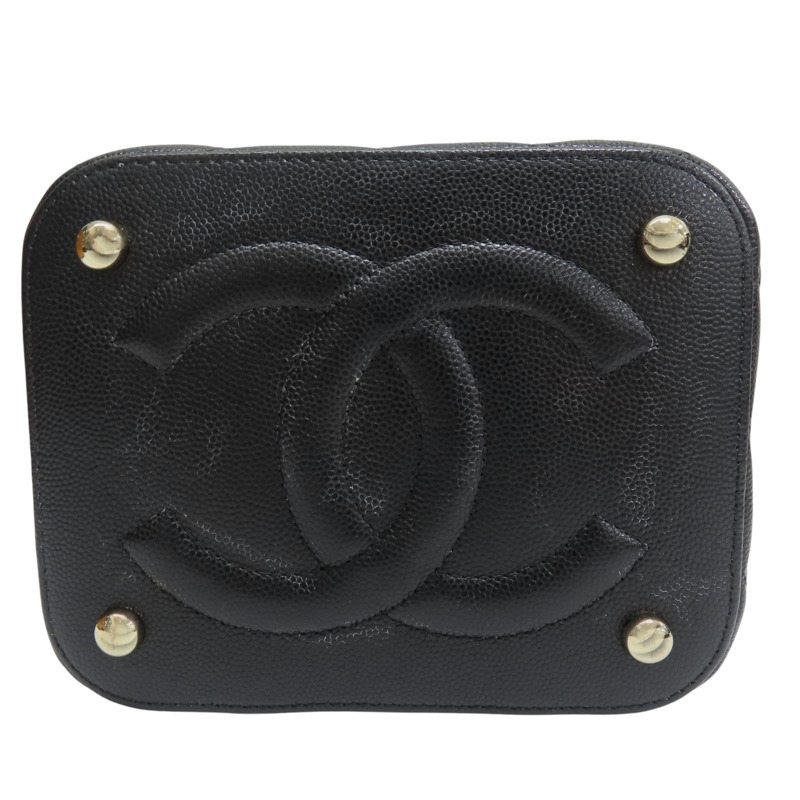 黑色 菱格紋 荔枝牛皮 化粧箱 鏈帶肩背包 銀釦【CHANEL 香奈兒】 AS3171-3