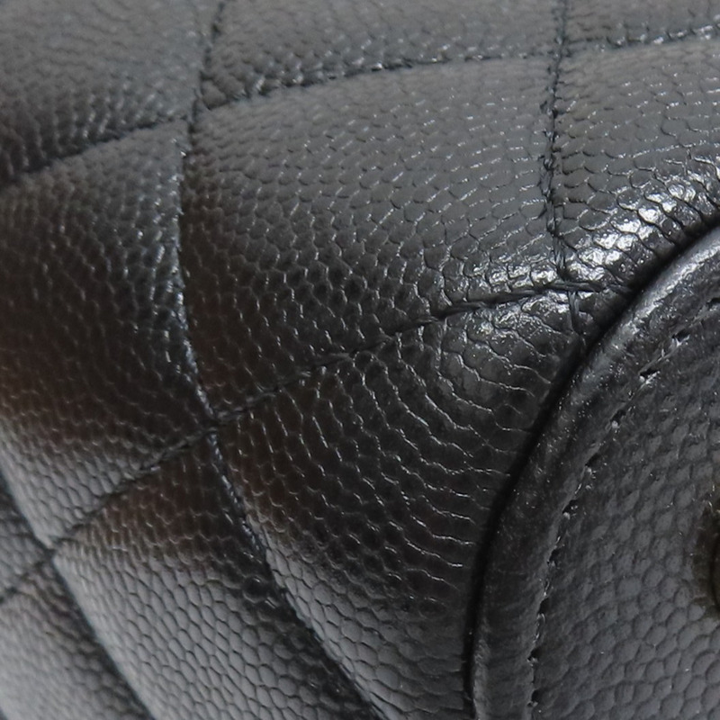 黑色 菱格紋 荔枝牛皮 化粧箱 鏈帶肩背包 銀釦【CHANEL 香奈兒】 AS3171-8