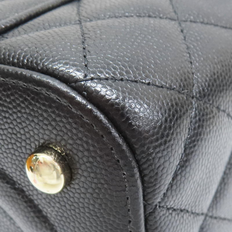 黑色 菱格紋 荔枝牛皮 化粧箱 鏈帶肩背包 銀釦【CHANEL 香奈兒】 AS3171-9