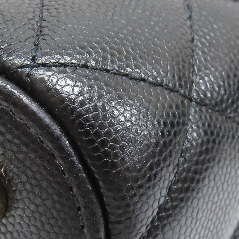 黑色 菱格紋 荔枝牛皮 化粧箱 鏈帶肩背包 銀釦【CHANEL 香奈兒】 AS3171-10