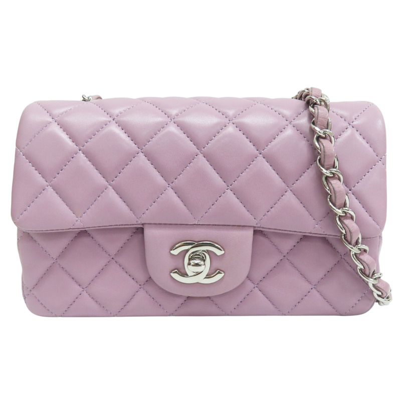 紫色 羊皮 COCO20cm 鏈帶肩背包 銀釦【CHANEL 香奈兒】 A69900-0