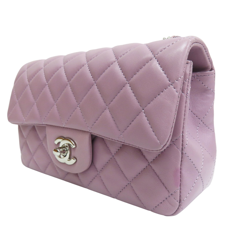 紫色 羊皮 COCO20cm 鏈帶肩背包 銀釦【CHANEL 香奈兒】 A69900-2