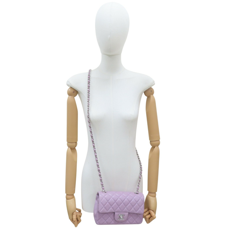 紫色 羊皮 COCO20cm 鏈帶肩背包 銀釦【CHANEL 香奈兒】 A69900-9