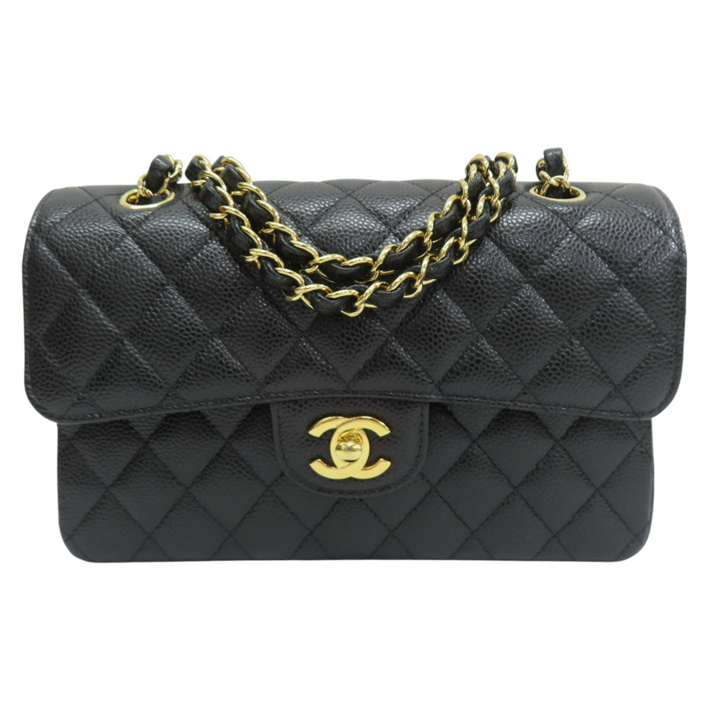 黑色 菱格紋 荔枝牛皮 COCO 23cm 鏈帶肩背包【CHANEL 香奈兒】 A01113-0