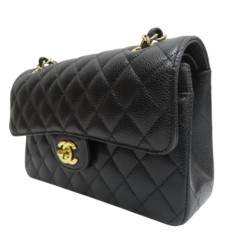 黑色 菱格紋 荔枝牛皮 COCO 23cm 鏈帶肩背包【CHANEL 香奈兒】 A01113-2