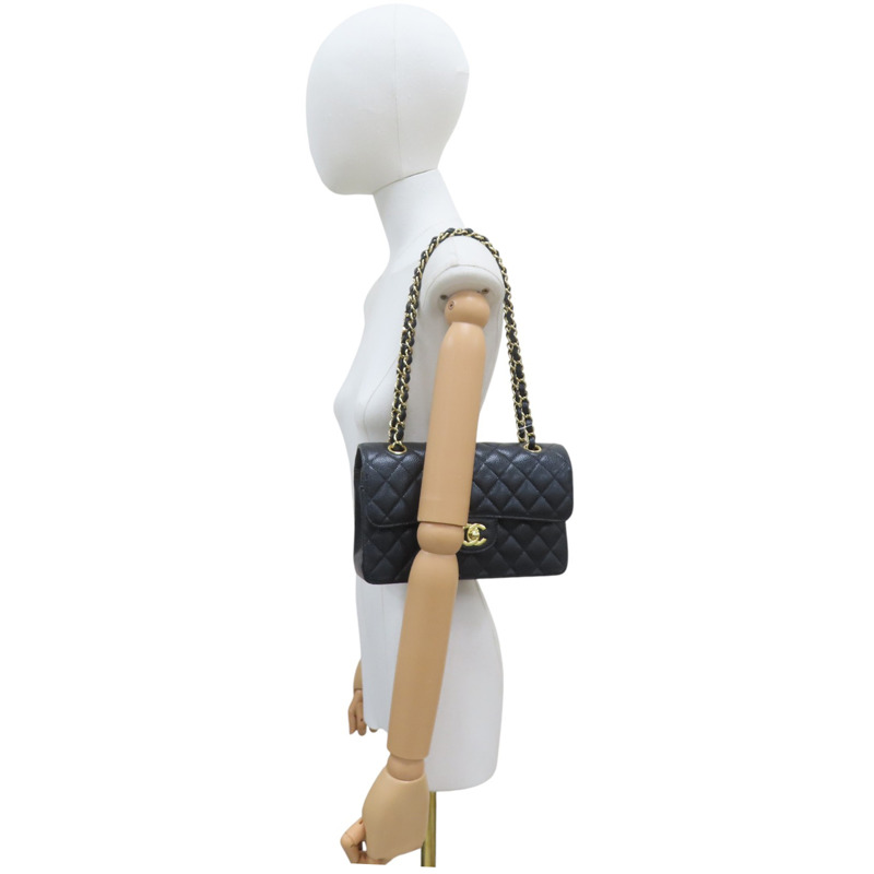 黑色 菱格紋 荔枝牛皮 COCO 23cm 鏈帶肩背包【CHANEL 香奈兒】 A01113-8